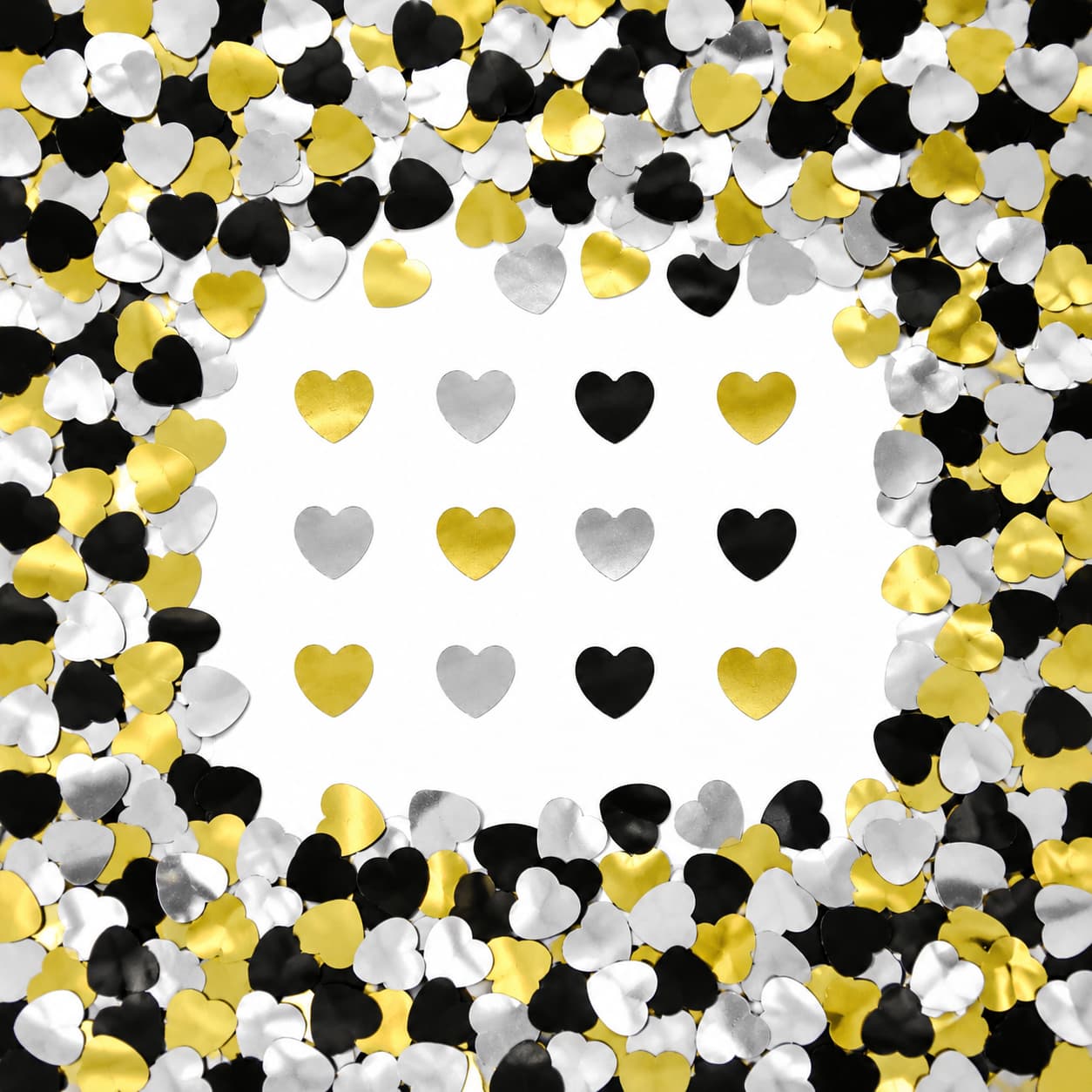 Black and Gold Heart Shaped Confetti (1 LB)